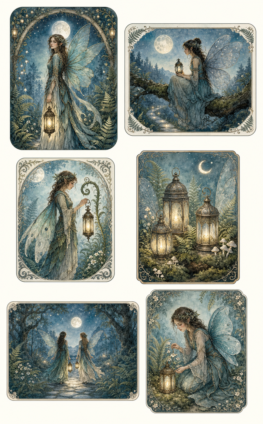 Fairy ephemera card sheet sample