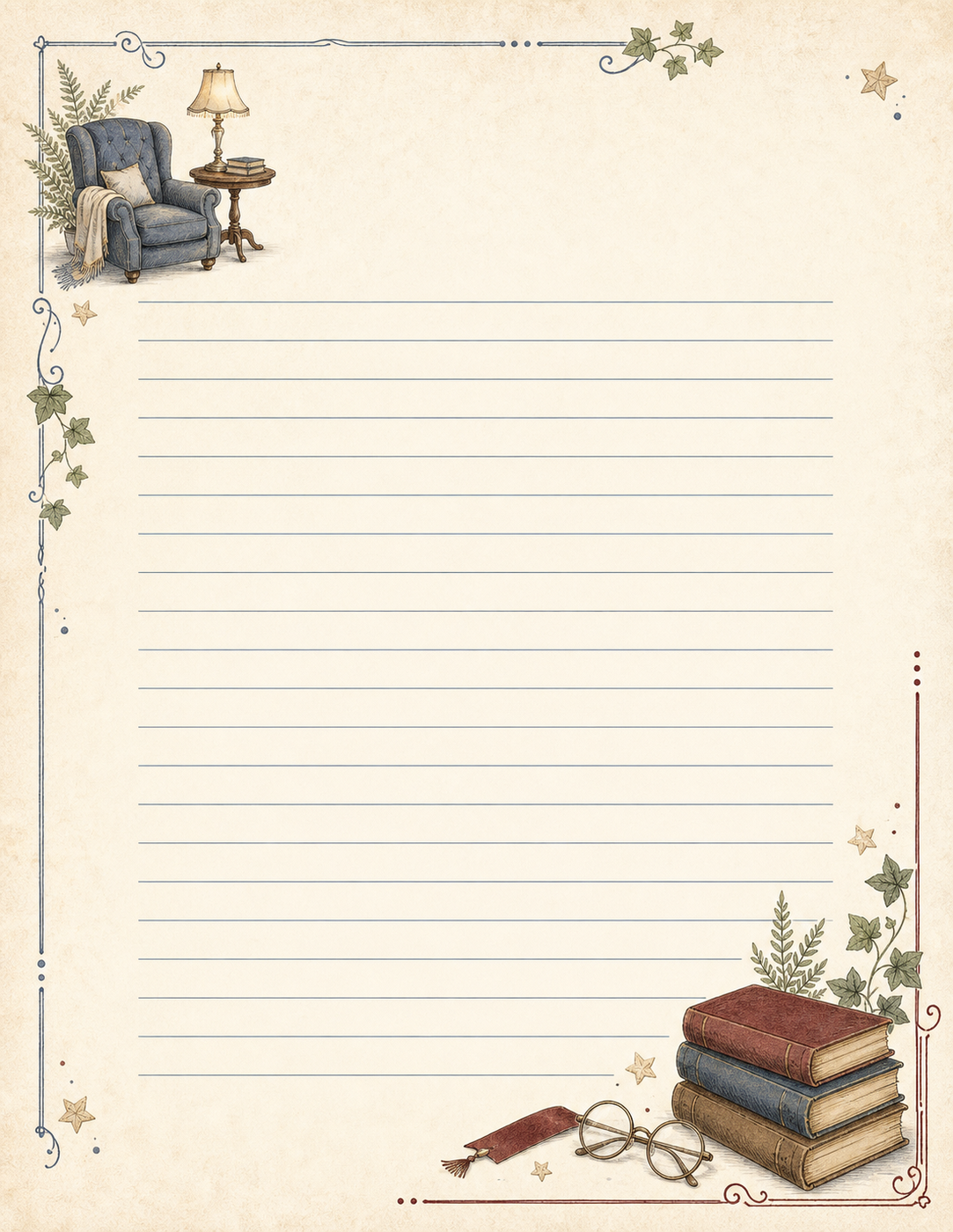 Decorative lined journal page sample